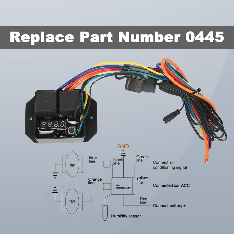 JUNRUO Digital Electric Radiator Fan Controller Switch Kit with 1/4" NPT Thermal Sensor，Fit for GM SUV Truck Fan Module(Part #0445) - Image 2
